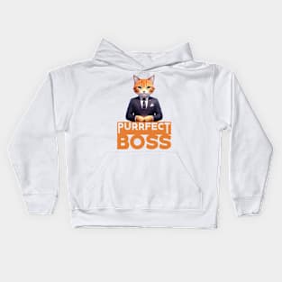 Just a Purrfect Boss Funny Cat 2 Kids Hoodie